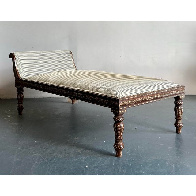 Wood Vintage Boho Inlay Chaise Lounge For Sale - Image 7 of 10