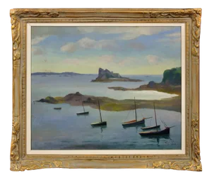 Louis Suire, The Gulf of Morbihan, Brittany, 1927, Oil Painting, Framed