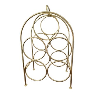 Vintage Golden Brass Wine Rack For Sale