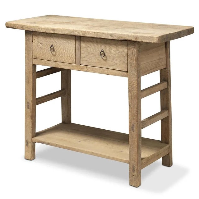 Wood Natural Elm 2-Drawer Table, 1800s For Sale - Image 7 of 7