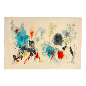 John Von Wicht, Abstract Expressionist Gouache Oil Painting on Paper John Von Wicht Wpa Artist