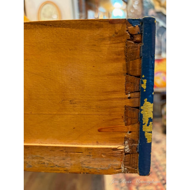 Mid-Century Modern Vintage Large School or Lab Table , or Desk, With Painted Bright Yellow With Blue and Orange Drawers For Sale - Image 3 of 12