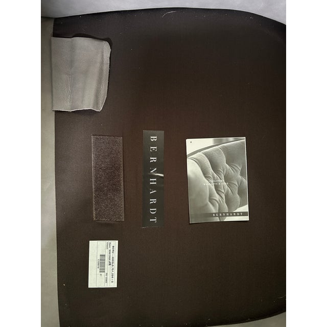 Animal Skin Bernhardt Kingston Gray High Back Lounge Chair With Nailhead Trim For Sale - Image 7 of 8