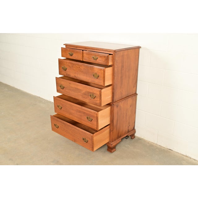Chippendale Solid Maple Highboy Dresser by Kling, Circa 1960s For Sale In South Bend - Image 6 of 13