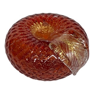 Italian Murano Art Glass Golden Apple Sculpture For Sale