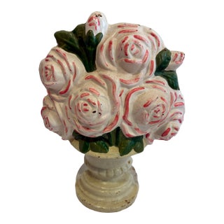 Antique Rose Bouquet Cast Iron Doorstop For Sale