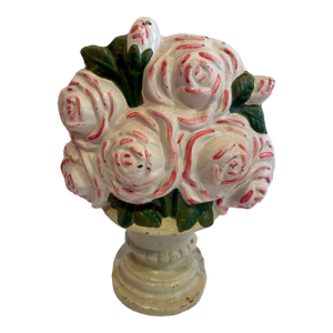 Antique Rose Bouquet Cast Iron Doorstop