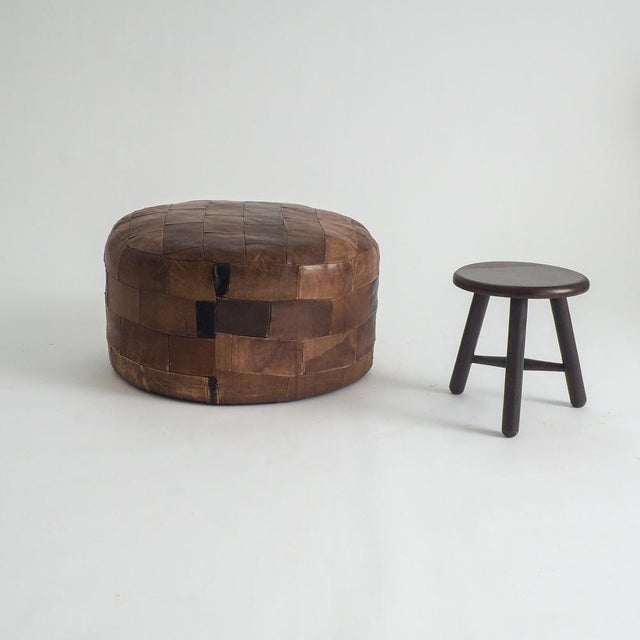 Vintage Leather Patchwork Ottoman, 1960s For Sale - Image 9 of 15