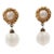 1973 Vintage Mimi Di N Faux-Moonstone Drop Clip Earrings- 2 Pieces For Sale