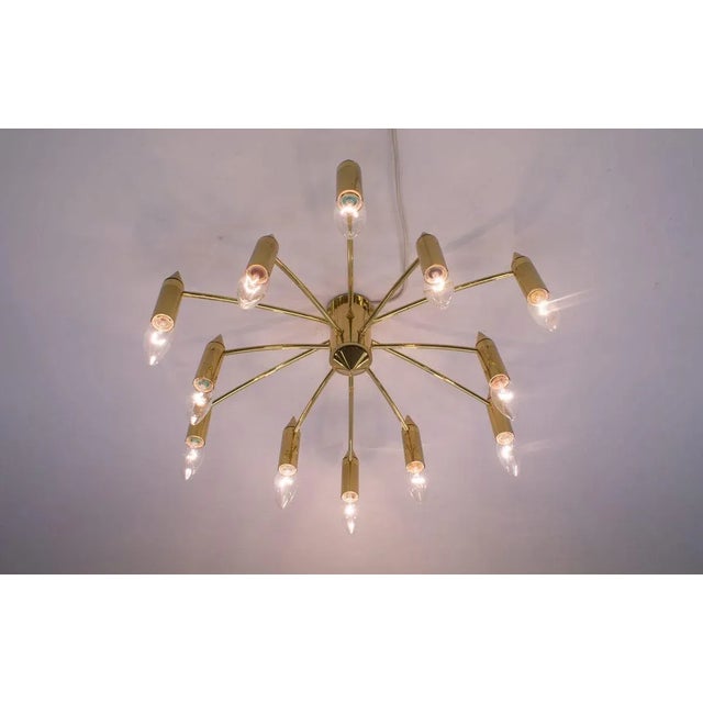 Golden 12-Arm Sputnik Ceiling Lamp, 1970s For Sale - Image 4 of 14