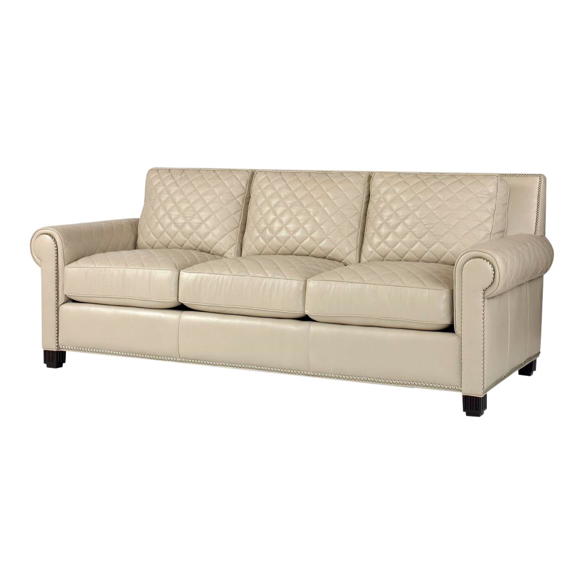 Century Furniture Lyndon Quilted Sofa, Frost Leather Chairish