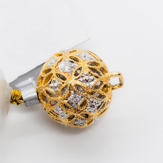 Estate White and Yellow South Sea Pearl Necklace with Diamond Clasp For Sale - Image 9 of 11