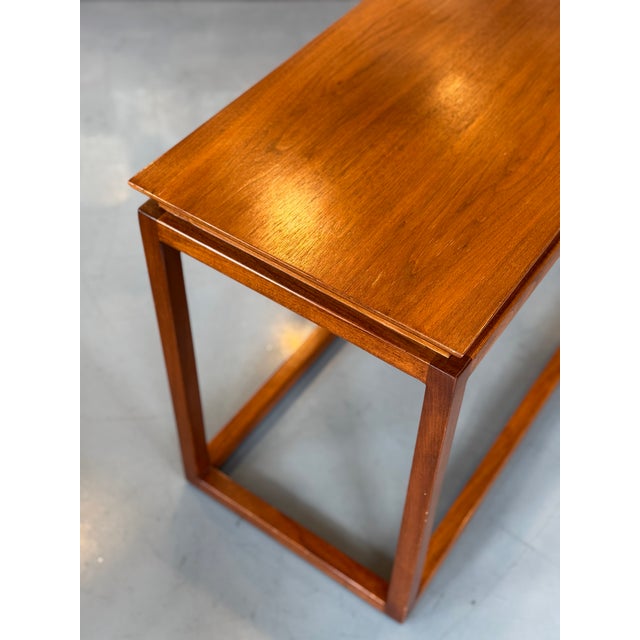 Brown 1990s Danish Modern Teak Console Table For Sale - Image 8 of 11