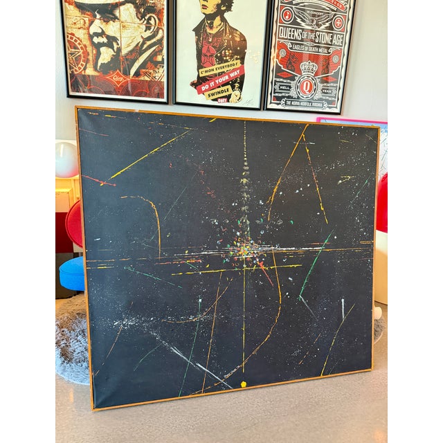 Mid-Century Modern 70s Davis Cone Large Space Age Original Painting Signed Framed Canvas Abstract Expressionism For Sale - Image 3 of 15