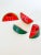A charming set of four vintage hand painted folk art watermelon napkin rings. The detail on these is so fun and whimsical,...