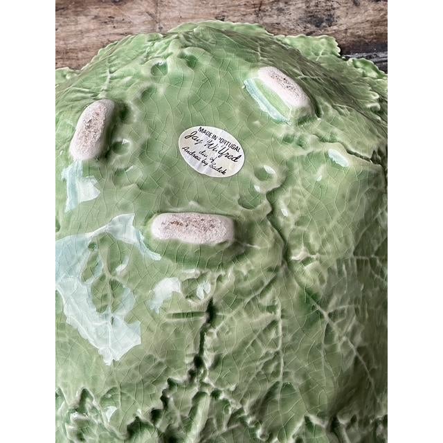 Vintage Portuguese Glazed Ceramic Grape Leaf Bowl For Sale In West Palm - Image 6 of 12