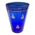 Vintage Boho Mid Century Hand Blown Cobalt Blue Glass Vase With Gold Honey Bee Accents For Sale