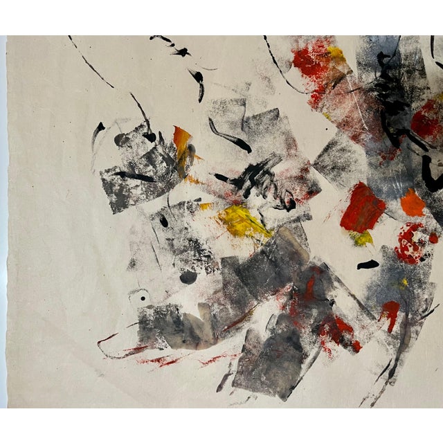 John Von Wicht, Large Abstract Expressionist Oil Painting on Rice Paper Modernist John Von Wicht, c.1960's For Sale - Image 14 of 15