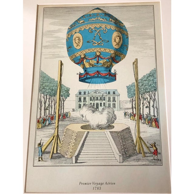 41 x 30 cm (16 x 11.8 inches) Premier Voyage Aerien, 1783. the Montgolfier Brothers invented the first hot air balloon. A...