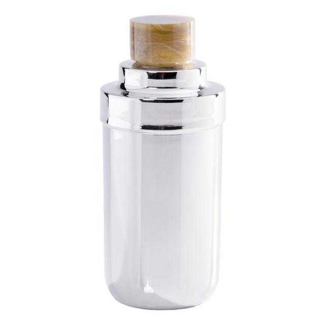 Spiga Stainless Steel Cocktail Shaker, Nickel with Amber Accent For Sale