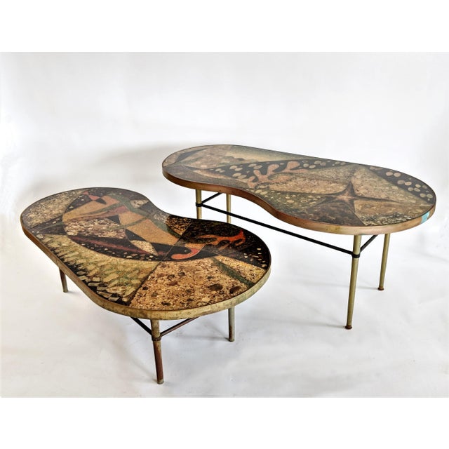 1957 Mid-Century Modern Inlaid Copper, Resin, Shell and ...