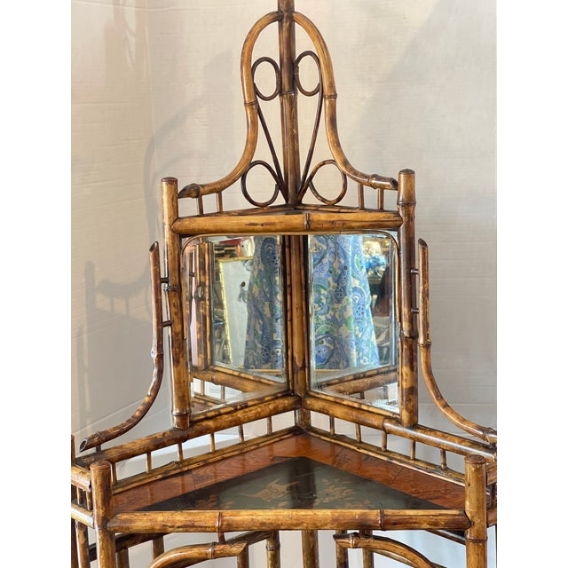 Antique French Bamboo & Lacquer Corner Cabinet, c.1870 For Sale - Image 4 of 17