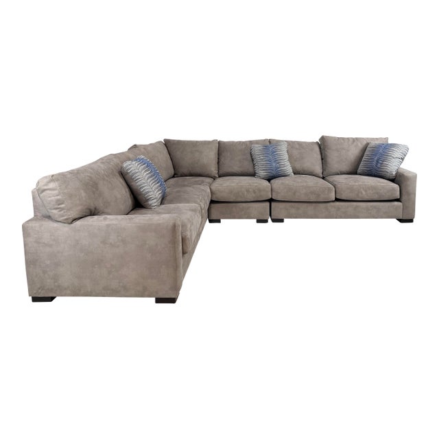 Paladin 3-Piece 6-Seater Taupe Microfiber Sectional For Sale