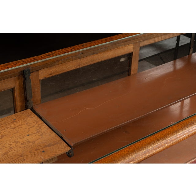 Wood Antique Oak & Glass Retail Showcase With Storage Base For Sale - Image 7 of 16