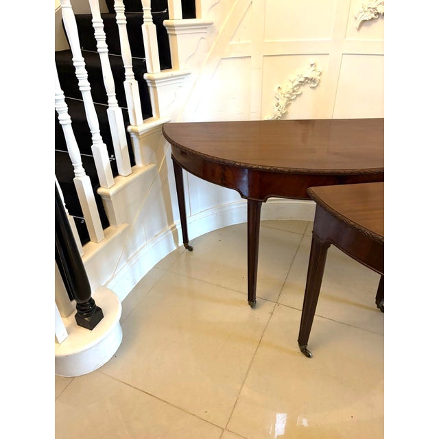 Large Antique Victorian Mahogany Demi Lune Console Tables, 1850s, Set of 2 For Sale - Image 15 of 17