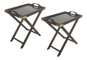 Vintage Campaign Style Folding Trays - A Pair