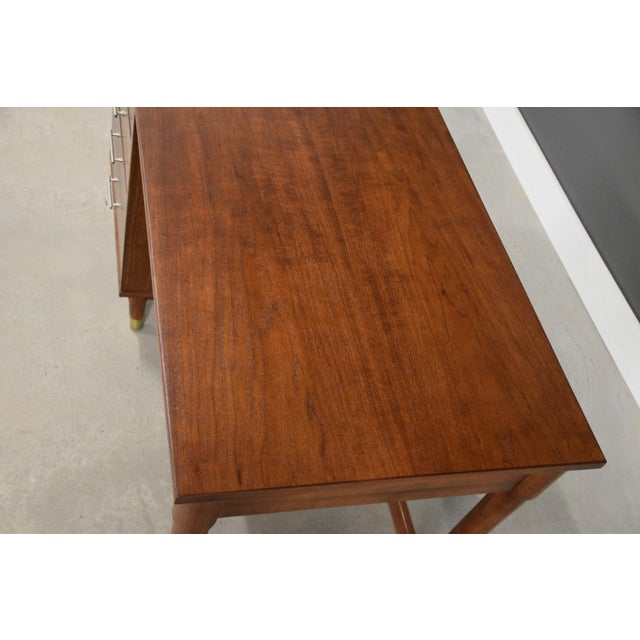 1960s 1960s Refinished Walnut Mid Century Desk by Drexel Biscayne For Sale - Image 5 of 11