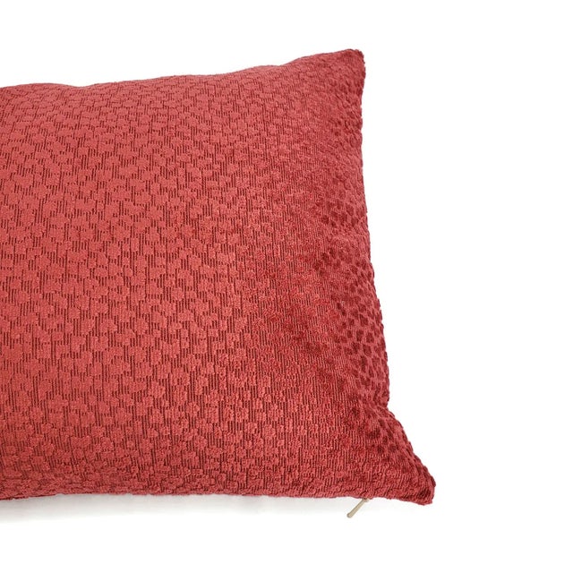 2020s Contemporary Brunschwig and Fils La Panthere Velvet in Red Lumbar Pillow Cover For Sale - Image 5 of 6
