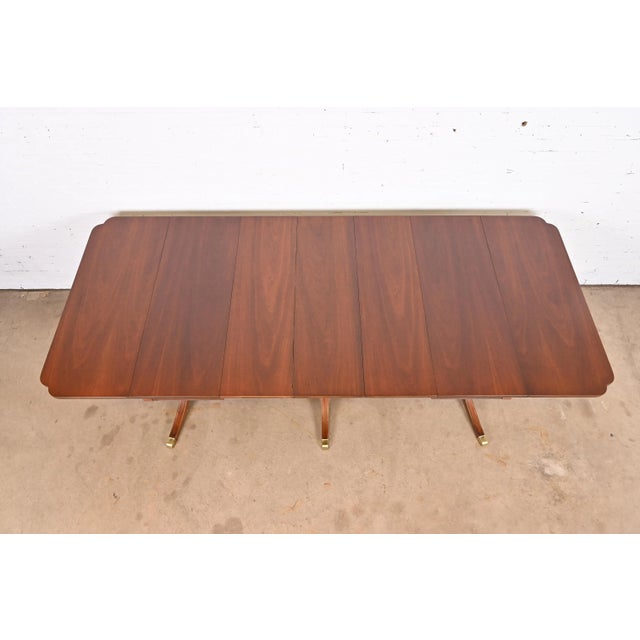 Drexel Drexel Georgian Mahogany Triple Pedestal Extension Dining Table, Newly Refinished For Sale - Image 4 of 13