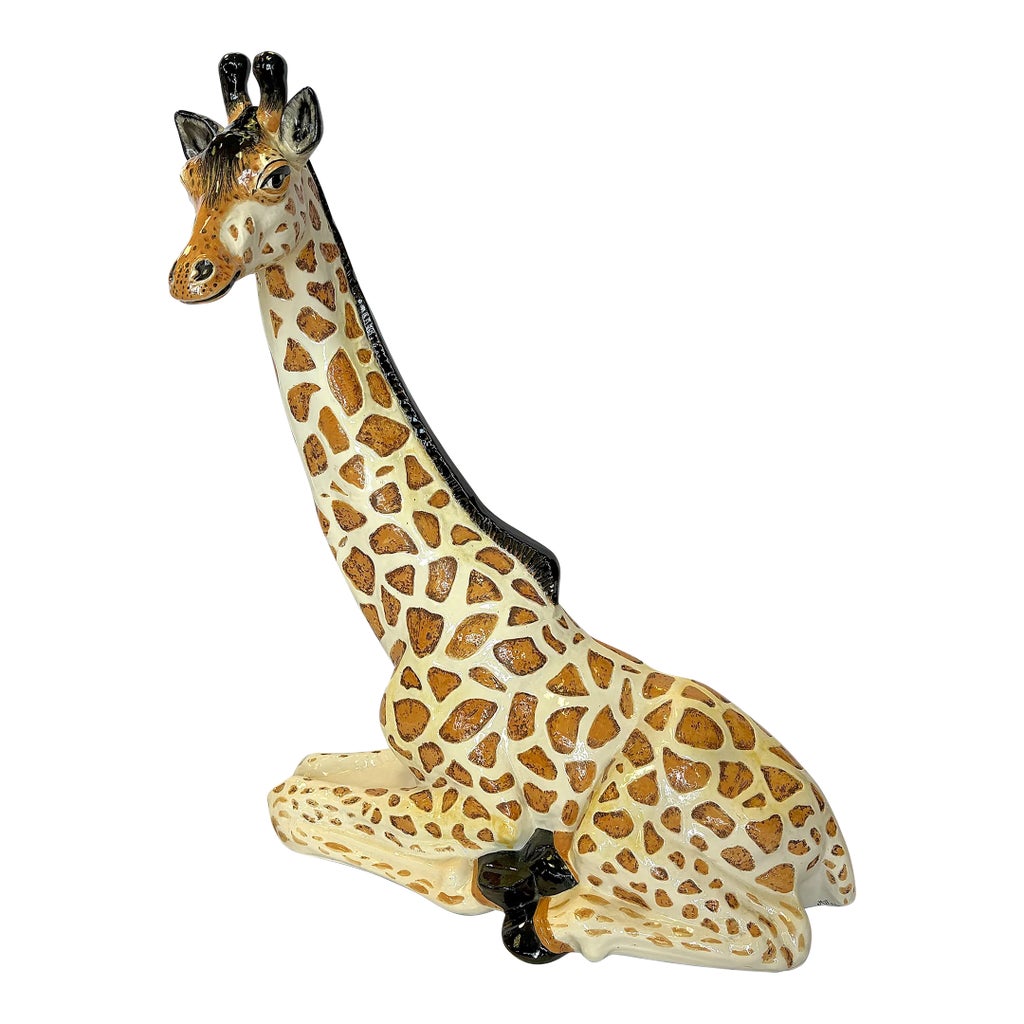 Vintage Large Hand Painted and Signed Ceramic Giraffe C1994 | Chairish