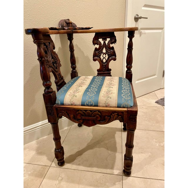 Early 19th Century Late 20th Century Renaissance Style Walnut Corner Chair For Sale - Image 5 of 12