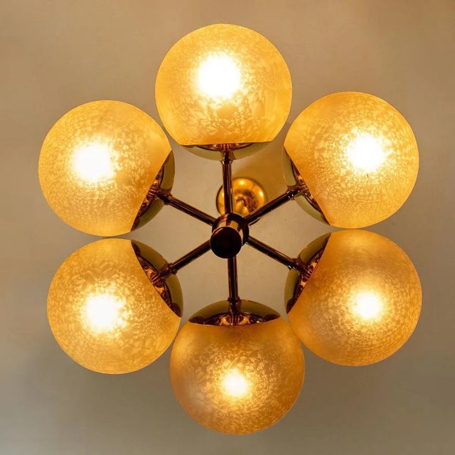 Molecular Chandelier with Six Smoked Hand Blown Glass Globes from Kaiser For Sale - Image 14 of 15