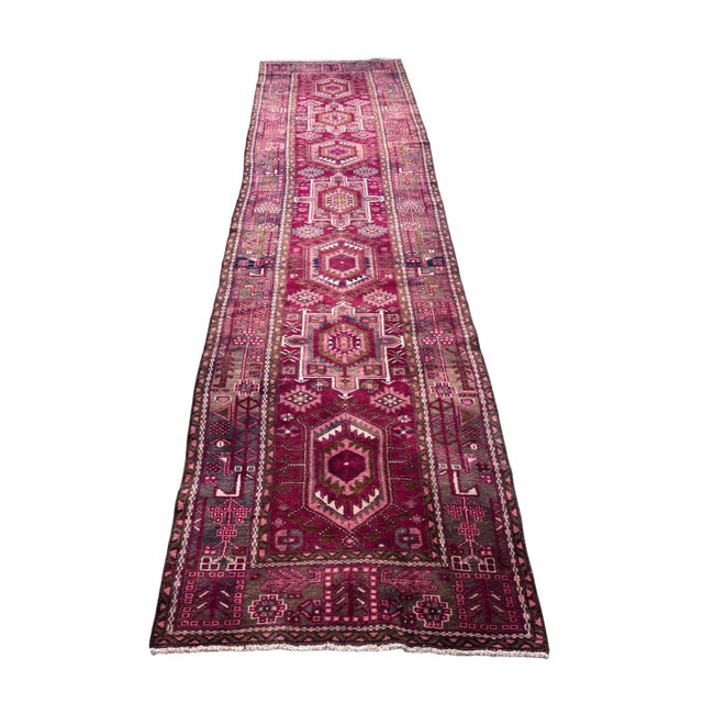 3ft 4in × 13ft 10in Wool Persian Runner For Sale