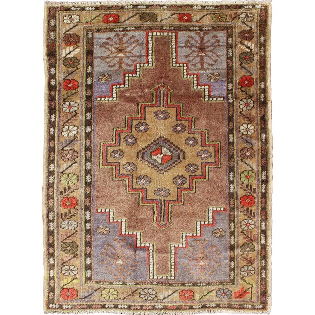 Vintage Oushak With Geometric Motifs Filled With Array For Sale