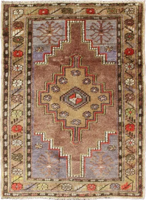 Vintage Oushak With Geometric Motifs Filled With Array