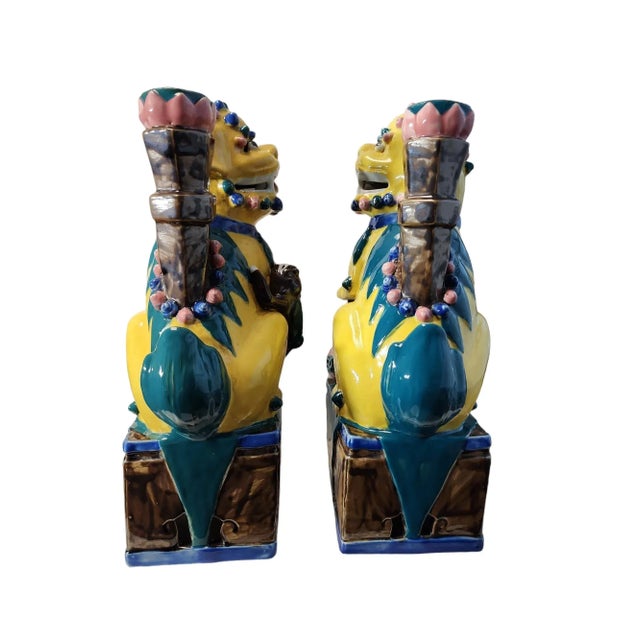 Superb pair of early 20th century Chinese Foo Dogs, both in excellent condition. Female and Male representation, movable...
