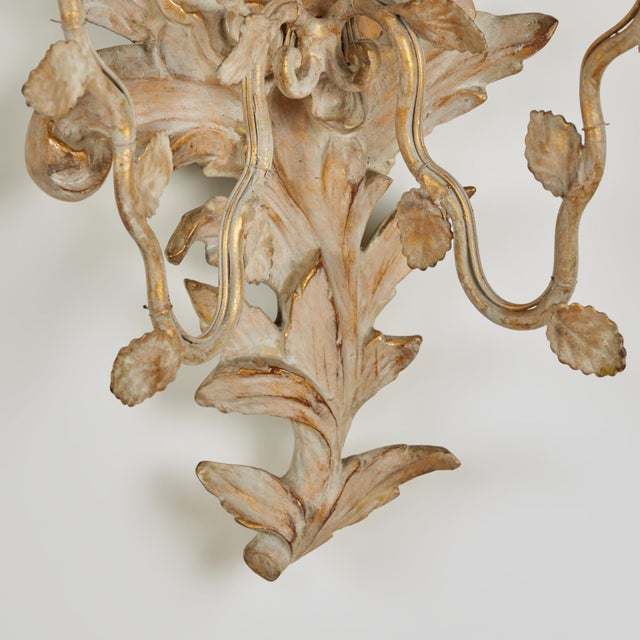 Pair of Italian Carved Wood Wall Sconces With Seashells For Sale - Image 10 of 15