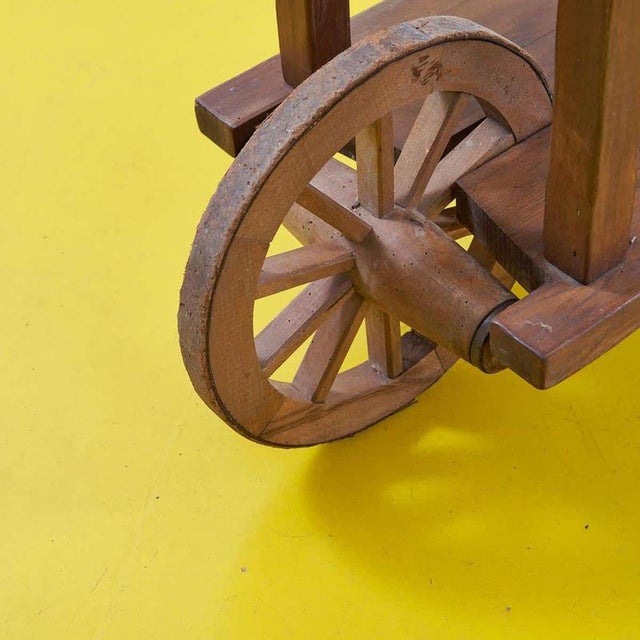 Vintage Wooden Cart with Wheels, 1960s For Sale - Image 6 of 9
