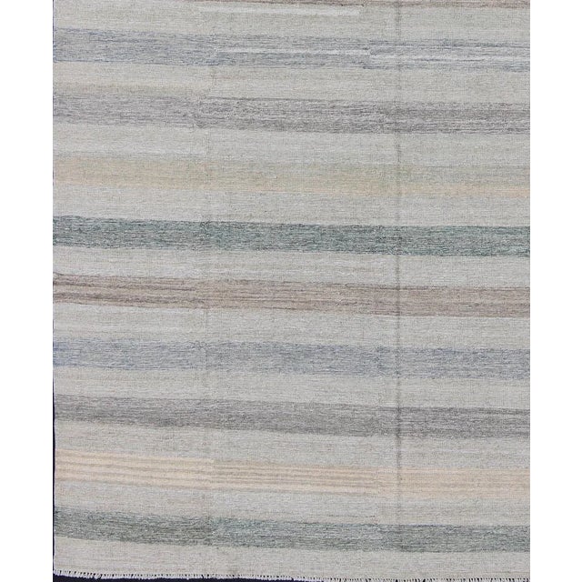Flat-Weave Kilim in Striped Design by Keivan Woven Arts 8'1 X 11'4 For Sale - Image 4 of 12
