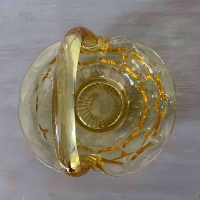 Art Deco Vintage Indiana Glass Constellation Yellow-Colored Glass Basket For Sale - Image 3 of 10