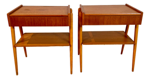 Danish Oak Nightstands, 1960s, Set of 2