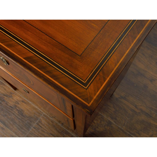 Pair of Italian Neoclassical 1800s Walnut Bedside Tables with Marquetry Décor For Sale - Image 4 of 12