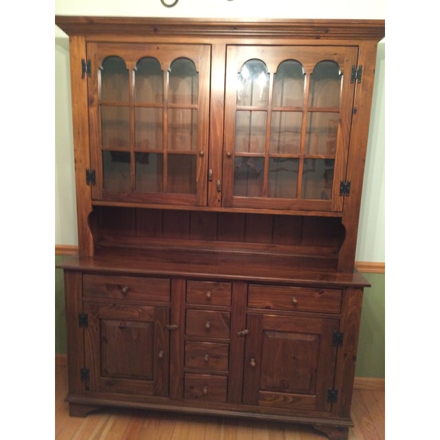 1980s Ethan Allen Country Craftsman Dining Room Buffet With Hutch