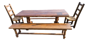 Farm Table in Oak with Chairs and Benches, Set of 5