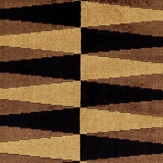 Traditional Schumacher Backgammon Cut Velvet Fabric In Ochre For Sale - Image 3 of 5