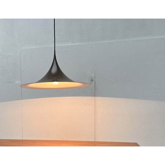 Mid-Century Modern Space Age Danish Brown Semi Pendant Lamp by Claus Bonderup and Torsten Thorup for Fog & Mørup, 1960s For Sale - Image 11 of 18